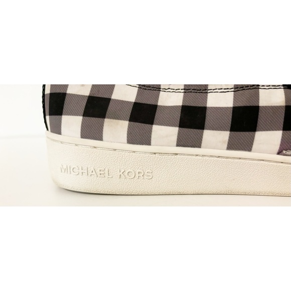 Michael Kors Black & White Plaid Slip-On Shoes, Size 10 - Picture 3 of 10